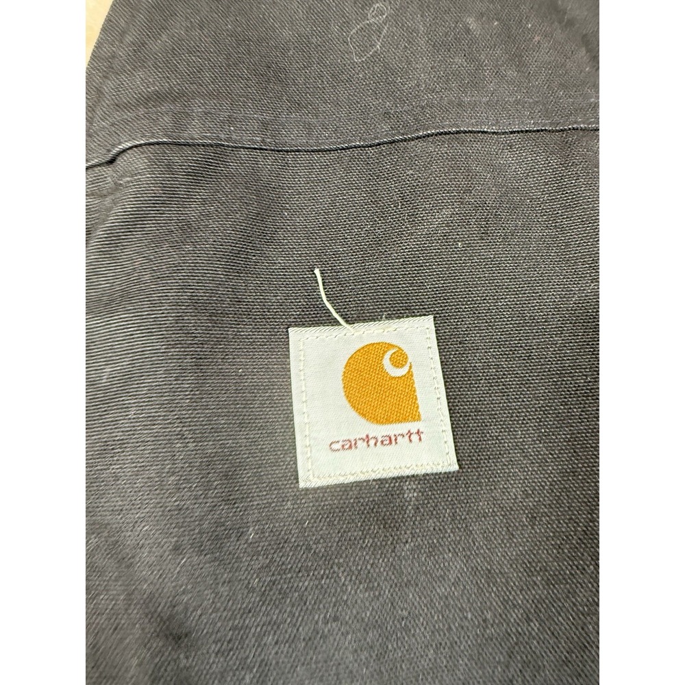 Carhartt Vintage 70/80 Sherpa Fleece Lined Black Canvas Work Vest Size XL - Picture 2 of 9